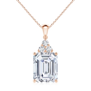12x10mm FGVS Lab-Grown Emerald-Cut Diamond Pendant with Diamond Trio in Rose Gold