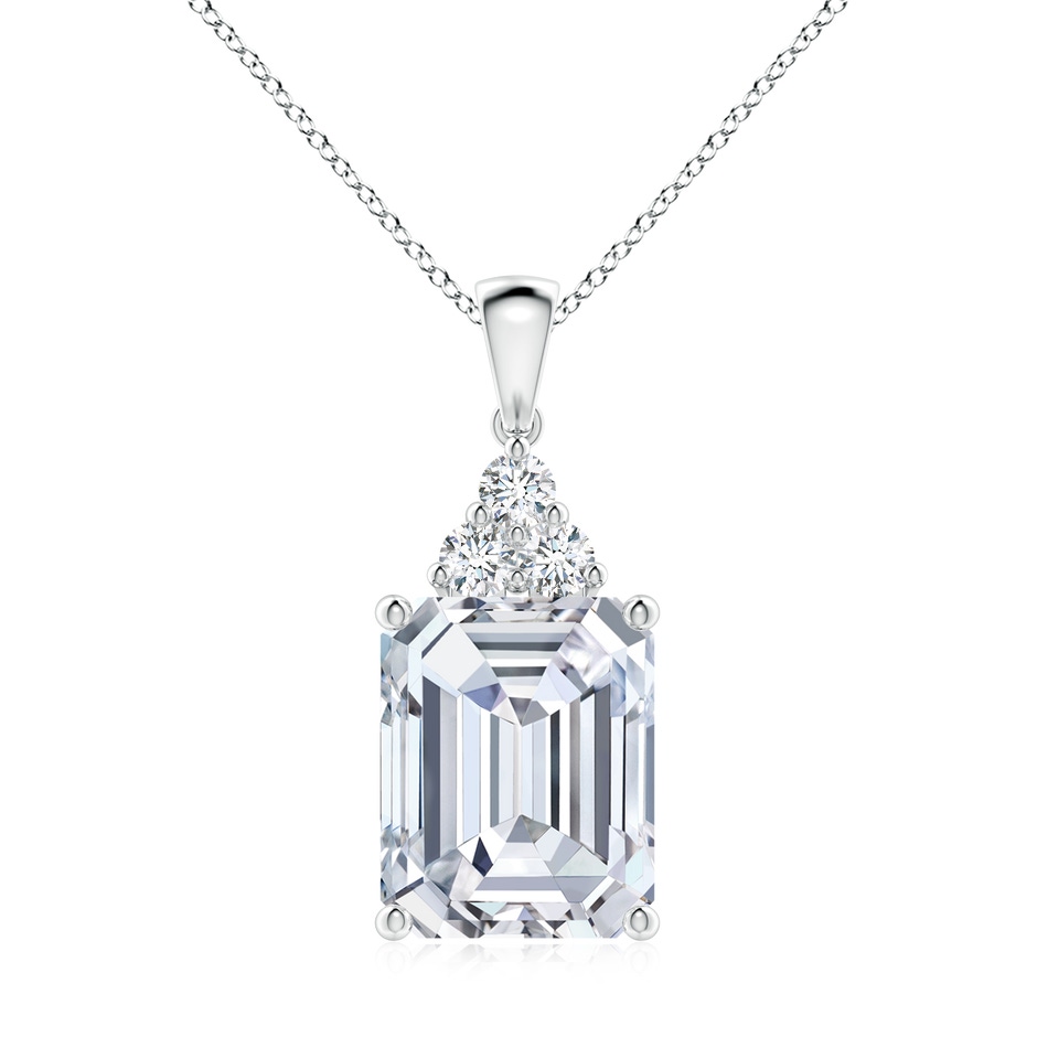 12x10mm FGVS Lab-Grown Emerald-Cut Diamond Pendant with Diamond Trio in S999 Silver 