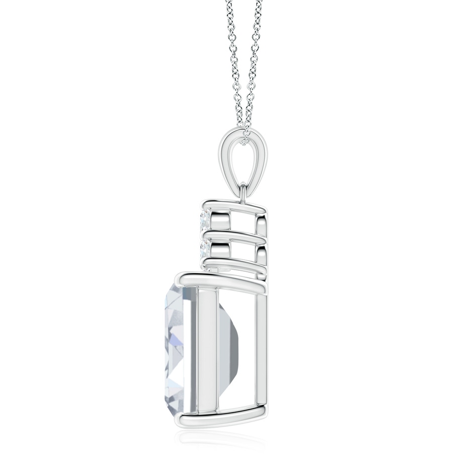 12x10mm FGVS Lab-Grown Emerald-Cut Diamond Pendant with Diamond Trio in S999 Silver side 199
