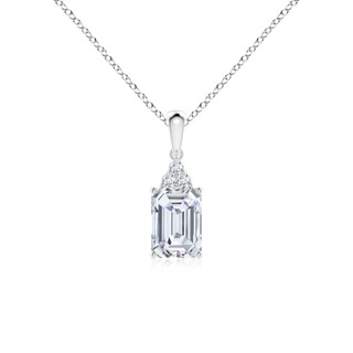 7x5mm FGVS Lab-Grown Emerald-Cut Diamond Pendant with Diamond Trio in P950 Platinum