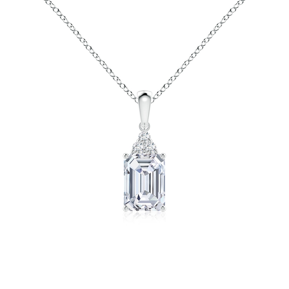 7x5mm FGVS Lab-Grown Emerald-Cut Diamond Pendant with Diamond Trio in White Gold 