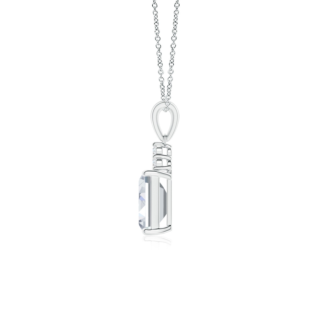 7x5mm FGVS Lab-Grown Emerald-Cut Diamond Pendant with Diamond Trio in White Gold Side 199