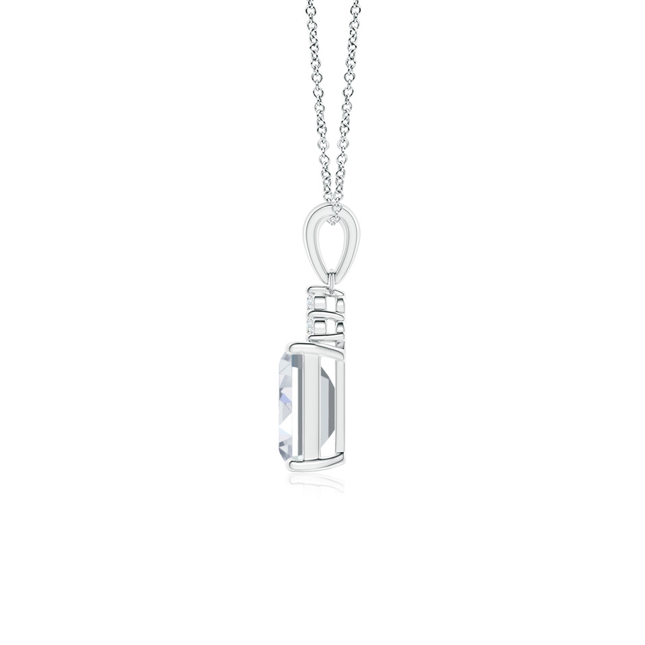 7x5mm FGVS Lab-Grown Emerald-Cut Diamond Pendant with Diamond Trio in White Gold side 199