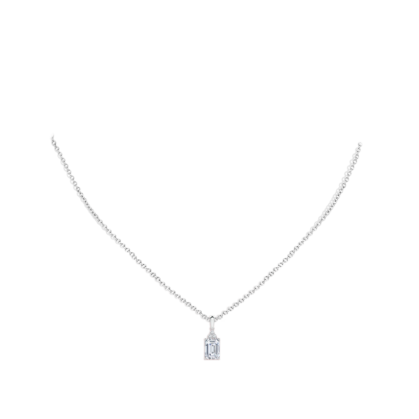 LabGrown EmeraldCut Diamond Pendant with Diamond Trio