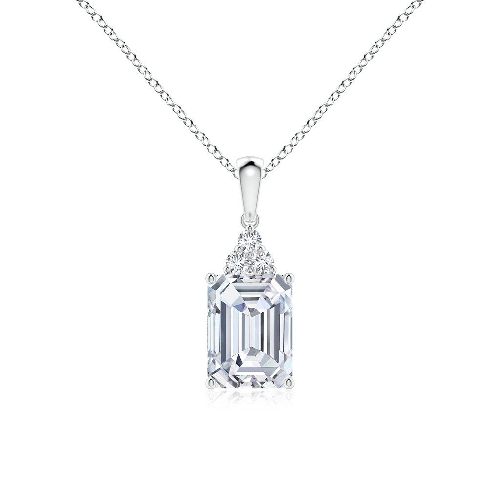 8x6mm FGVS Lab-Grown Emerald-Cut Diamond Pendant with Diamond Trio in White Gold