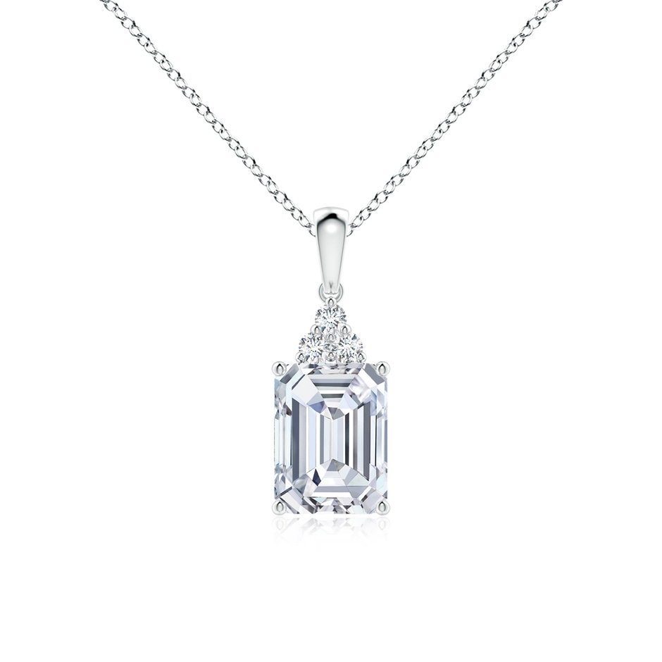 8x6mm FGVS Lab-Grown Emerald-Cut Diamond Pendant with Diamond Trio in White Gold 