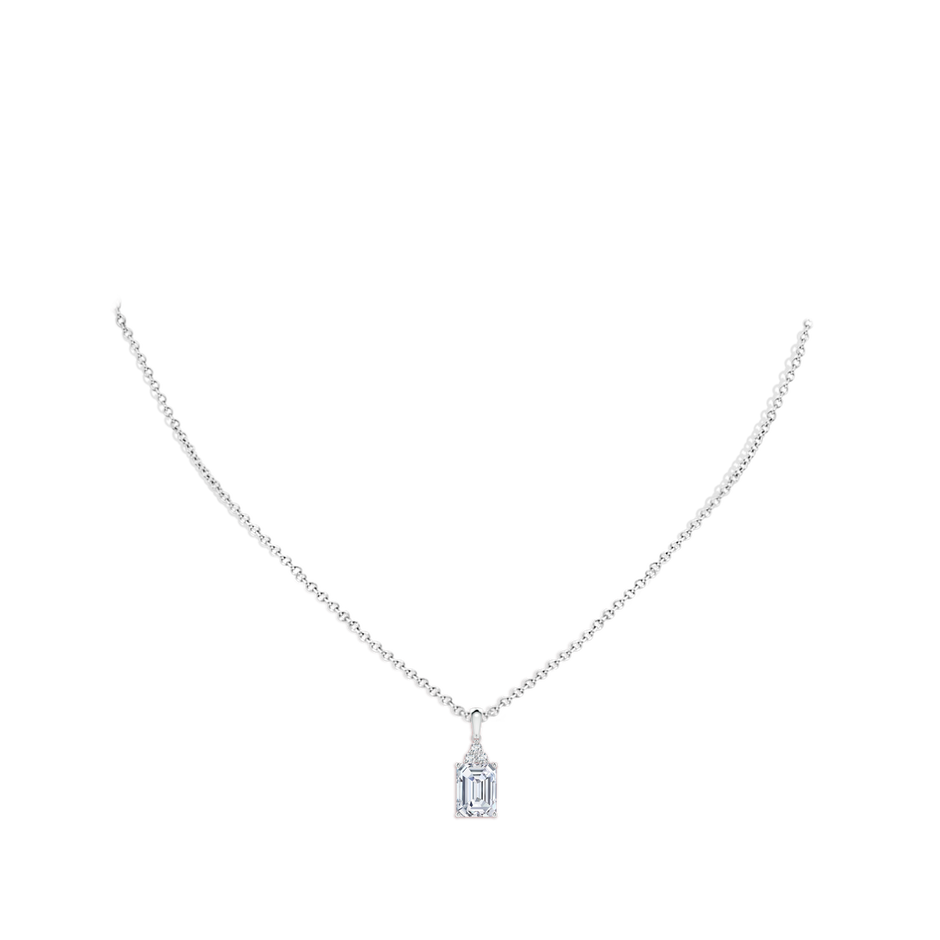 8x6mm FGVS Lab-Grown Emerald-Cut Diamond Pendant with Diamond Trio in White Gold pen