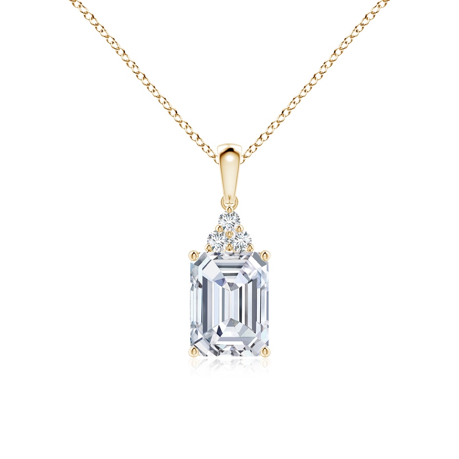 8x6mm FGVS Lab-Grown Emerald-Cut Diamond Pendant with Diamond Trio in Yellow Gold 