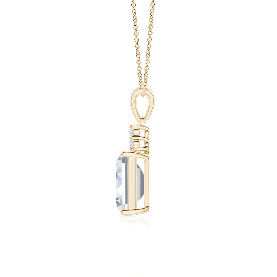 8x6mm FGVS Lab-Grown Emerald-Cut Diamond Pendant with Diamond Trio in Yellow Gold side 199