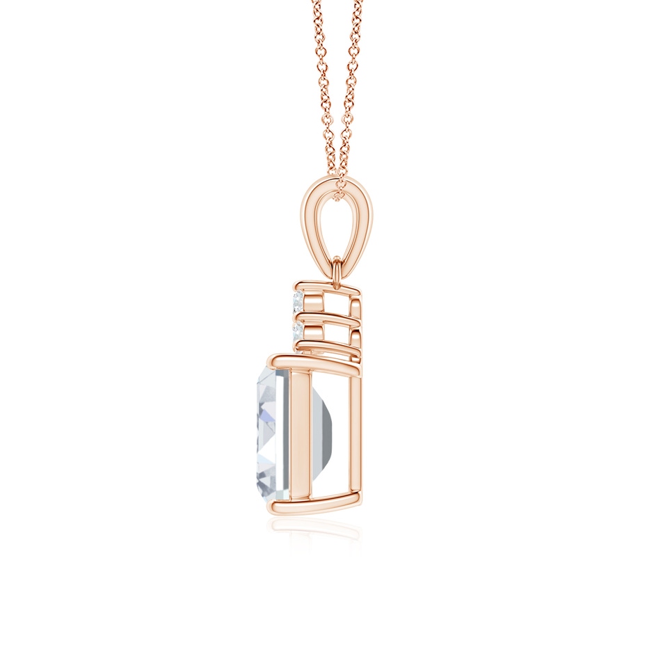 9x7mm FGVS Lab-Grown Emerald-Cut Diamond Pendant with Diamond Trio in Rose Gold side 199