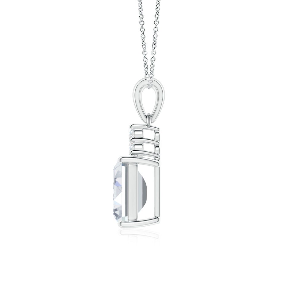 9x7mm FGVS Lab-Grown Emerald-Cut Diamond Pendant with Diamond Trio in White Gold side 199