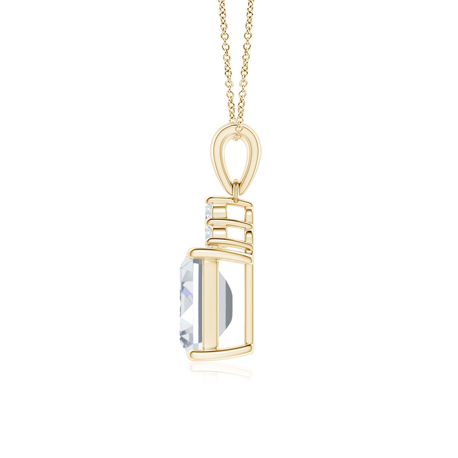 9x7mm FGVS Lab-Grown Emerald-Cut Diamond Pendant with Diamond Trio in Yellow Gold side 199