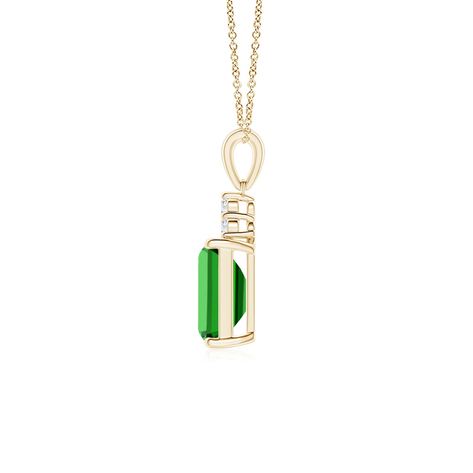 8x6mm Labgrown Lab-Grown Emerald-Cut Emerald Pendant with Lab Diamond Trio in Yellow Gold side 199