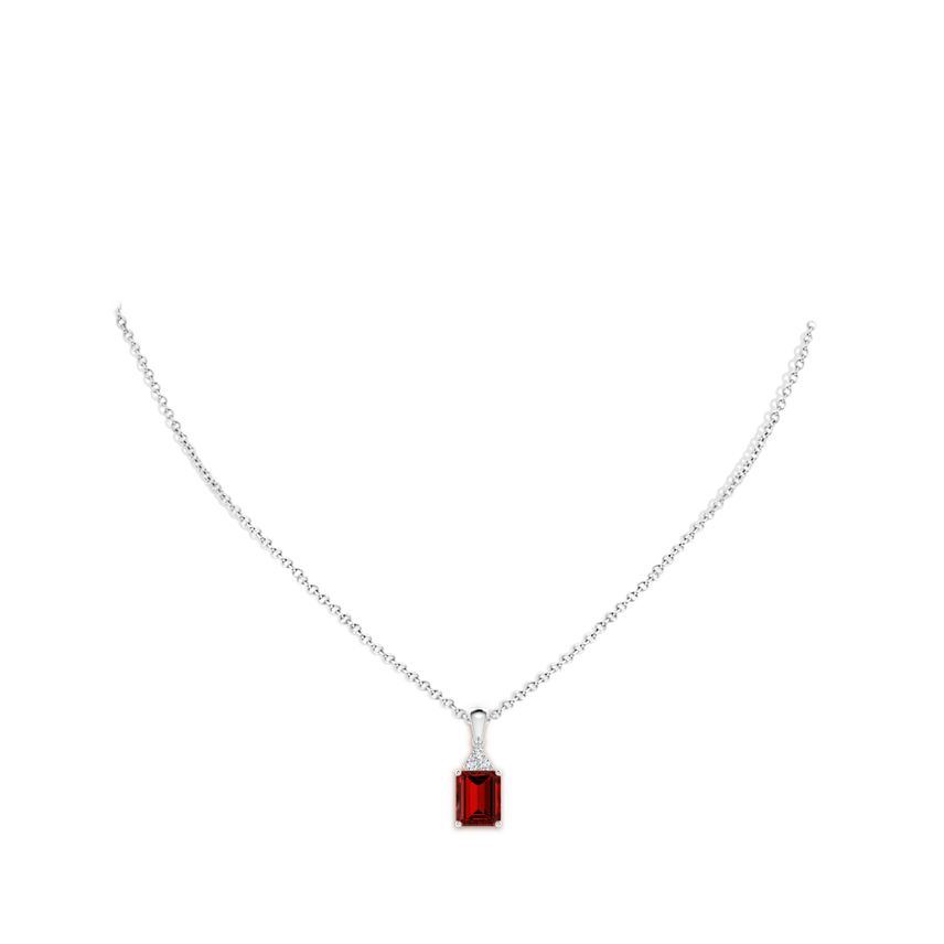 LabGrown EmeraldCut Ruby Pendant with Diamond Trio