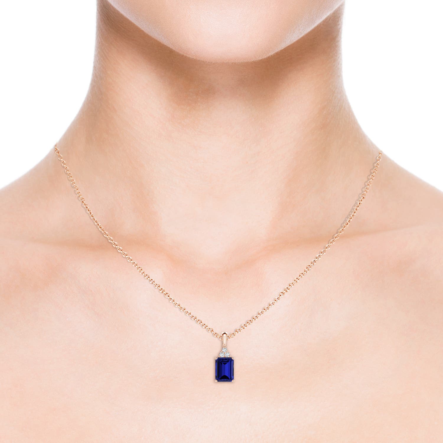 Premium - Lab-Grown Blue Sapphire / 1.71 CT / 14 KT Rose Gold