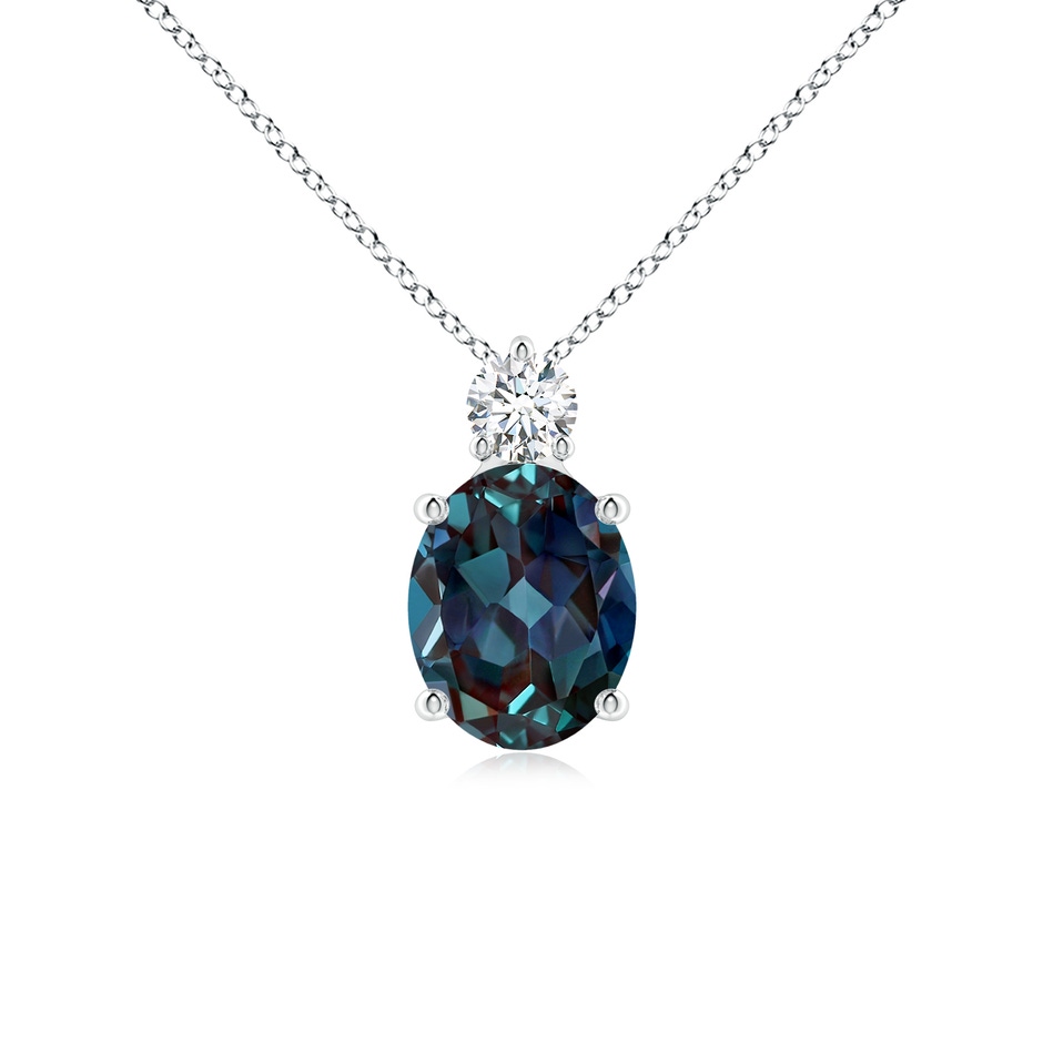 10x8mm Labgrown Oval Lab-Grown Alexandrite Solitaire Pendant with Diamond in White Gold 