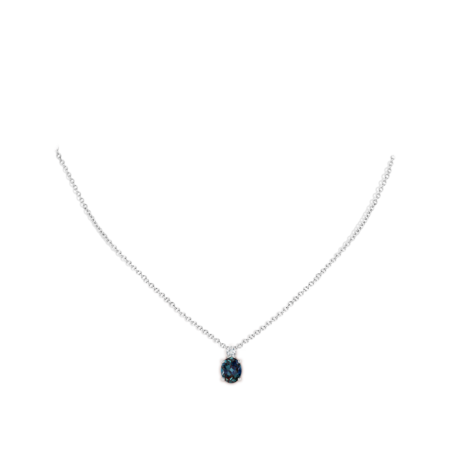 10x8mm Labgrown Oval Lab-Grown Alexandrite Solitaire Pendant with Diamond in White Gold pen