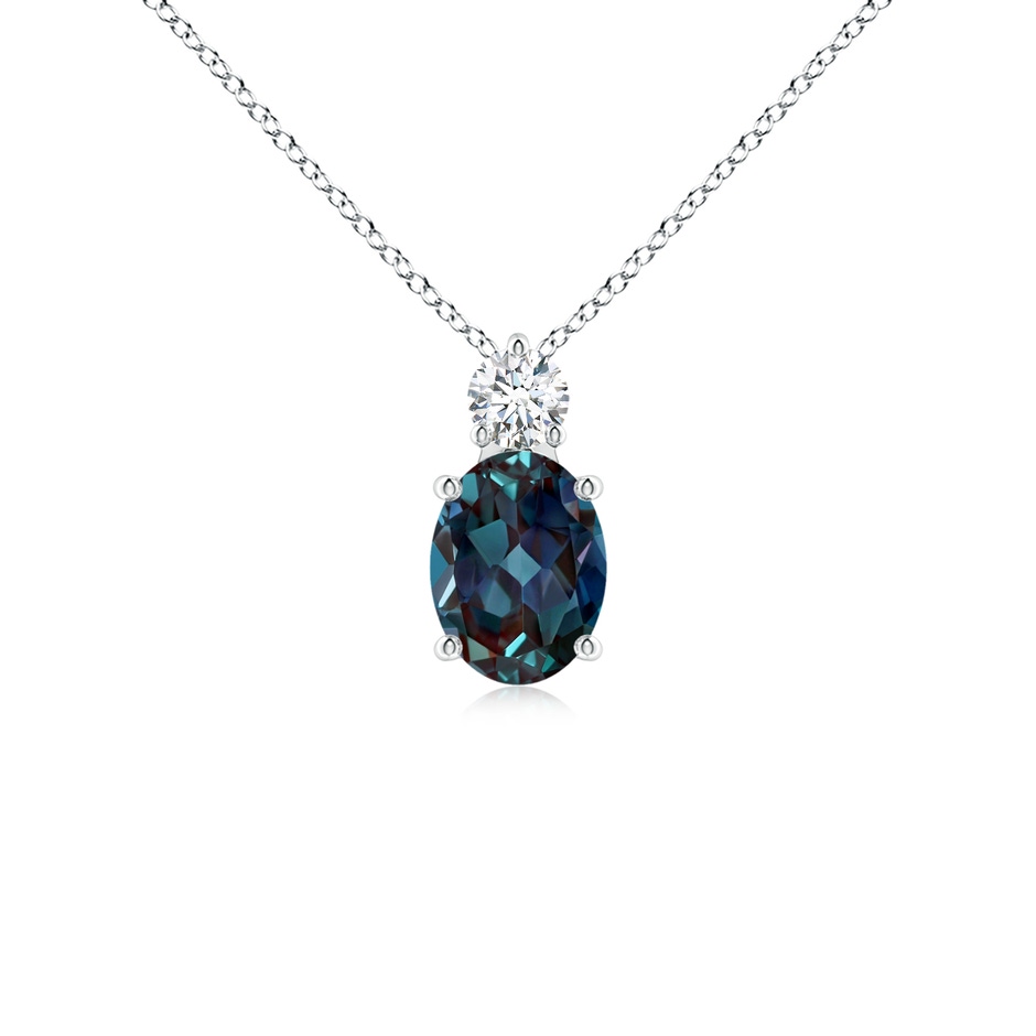 8x6mm Labgrown Oval Lab-Grown Alexandrite Solitaire Pendant with Diamond in 18K White Gold 