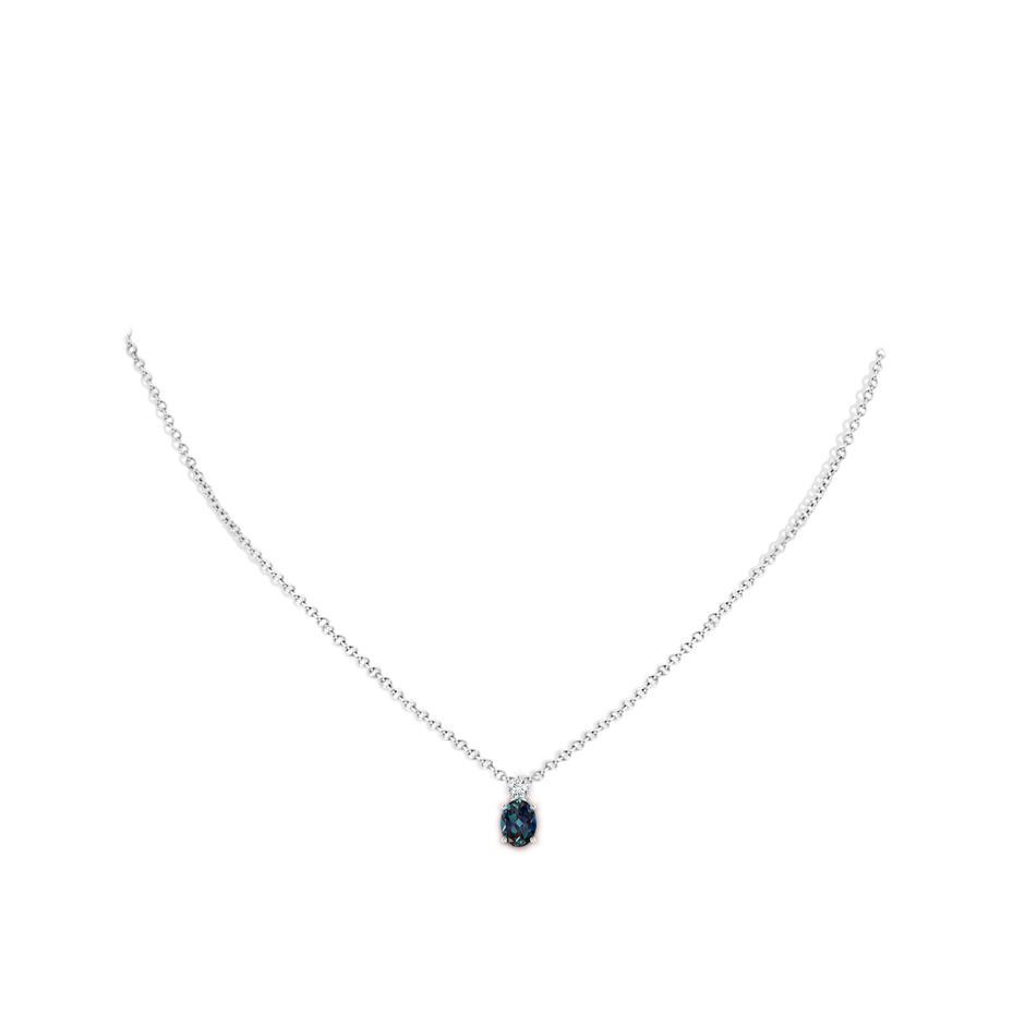 8x6mm Labgrown Oval Lab-Grown Alexandrite Solitaire Pendant with Diamond in 18K White Gold pen