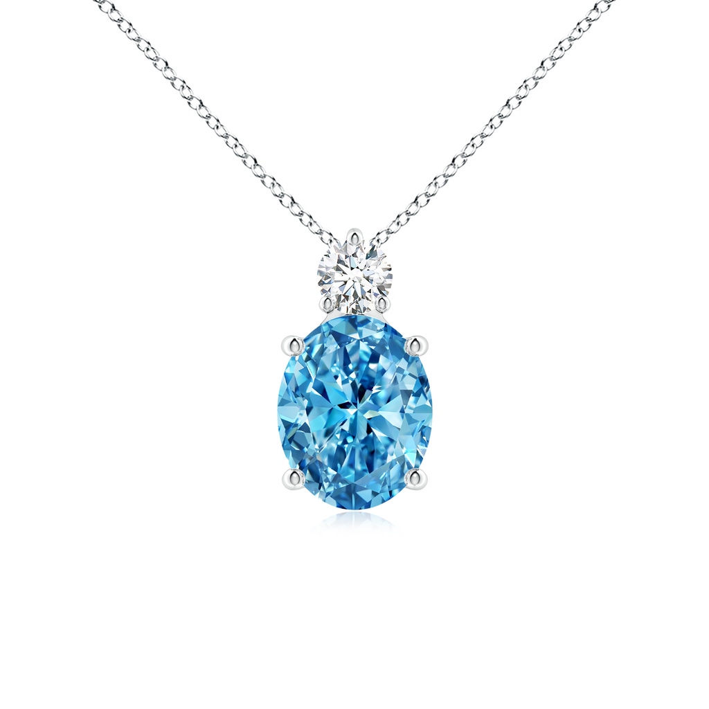 10x8mm Labgrown Oval Lab-Grown Fancy Intense Blue Diamond Solitaire Pendant in P950 Platinum