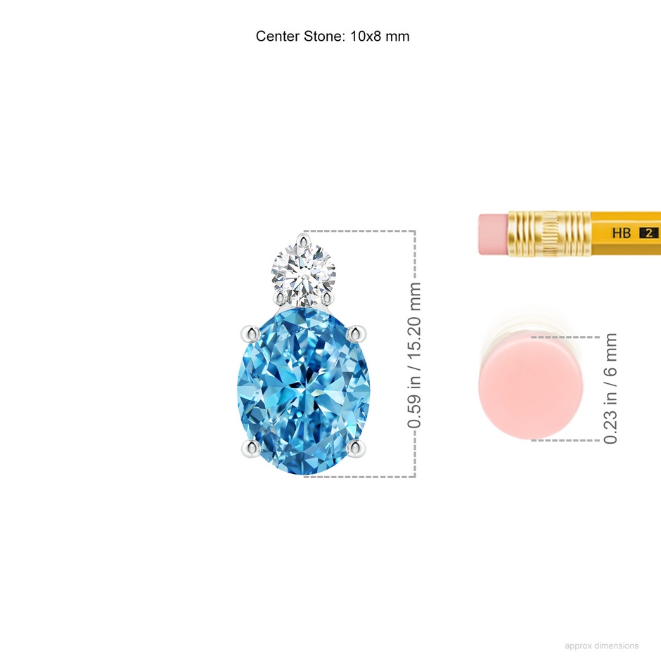 10x8mm Labgrown Oval Lab-Grown Fancy Intense Blue Diamond Solitaire Pendant in P950 Platinum ruler