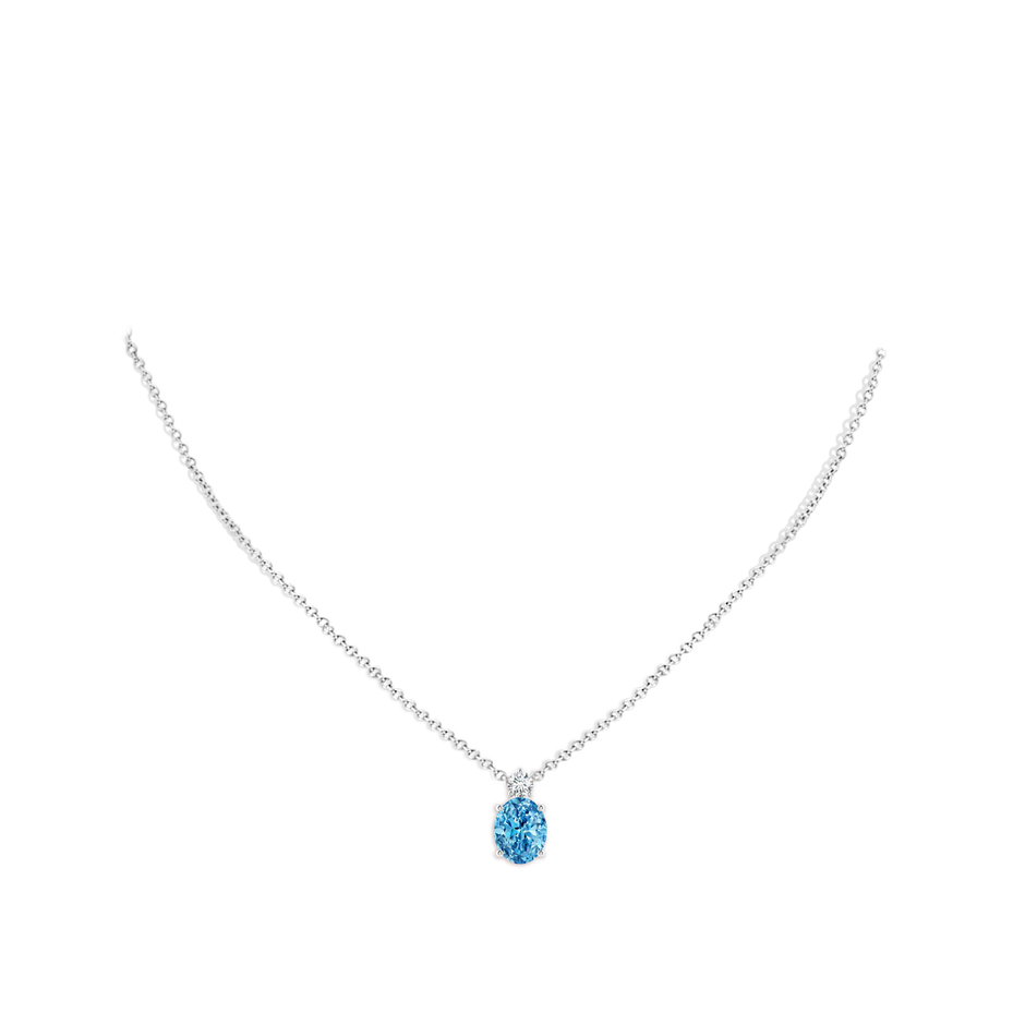 10x8mm Labgrown Oval Lab-Grown Fancy Intense Blue Diamond Solitaire Pendant in P950 Platinum pen