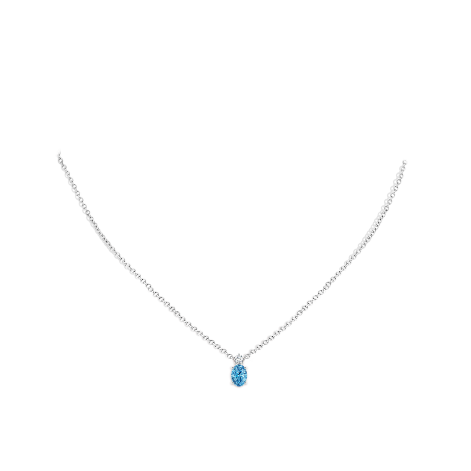 7x5mm Labgrown Oval Lab-Grown Fancy Intense Blue Diamond Solitaire Pendant in P950 Platinum pen