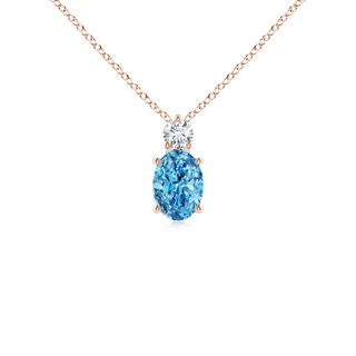 7x5mm Labgrown Oval Lab-Grown Fancy Intense Blue Diamond Solitaire Pendant in Rose Gold