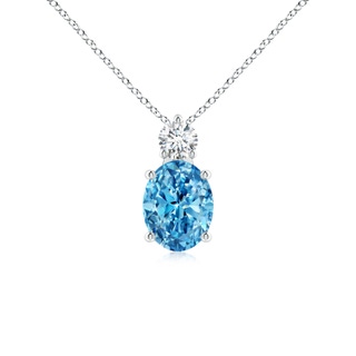 9x7mm Labgrown Oval Lab-Grown Fancy Intense Blue Diamond Solitaire Pendant in P950 Platinum