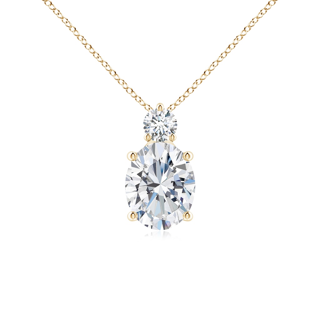 10x8mm FGVS Lab-Grown Oval Diamond Solitaire Pendant with Diamond Accent in Yellow Gold