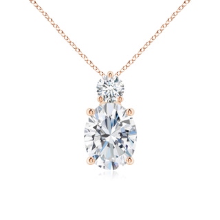 11.5x9mm FGVS Lab-Grown Oval Diamond Solitaire Pendant with Diamond Accent in Rose Gold