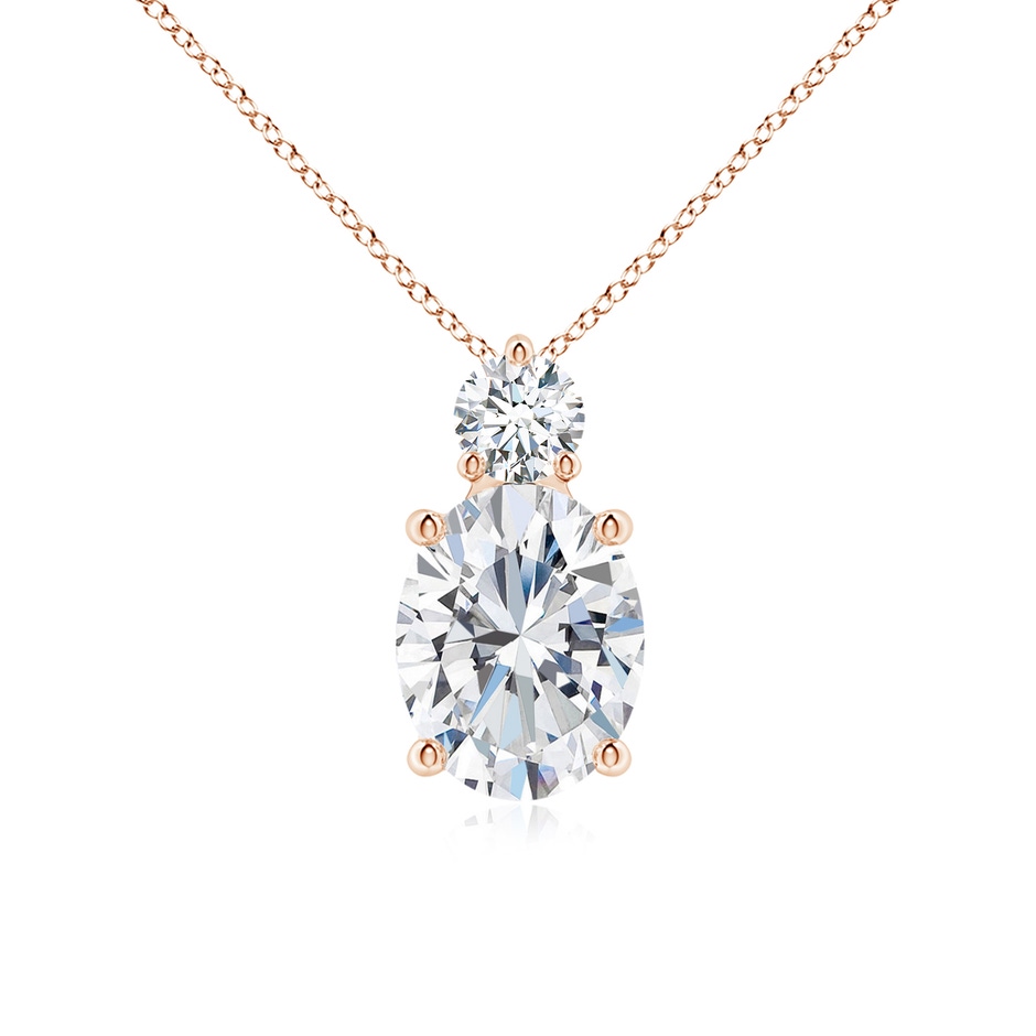 11.5x9mm FGVS Lab-Grown Oval Diamond Solitaire Pendant with Diamond Accent in Rose Gold 