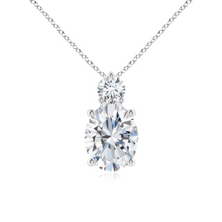 11.5x9mm FGVS Lab-Grown Oval Diamond Solitaire Pendant with Diamond Accent in S999 Silver