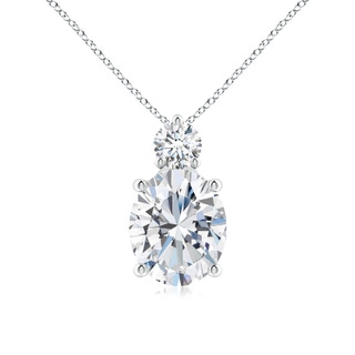 12x10mm FGVS Lab-Grown Oval Diamond Solitaire Pendant with Diamond Accent in P950 Platinum