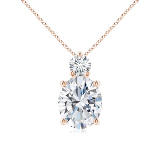 12x10mm FGVS Lab-Grown Oval Diamond Solitaire Pendant with Diamond Accent in Rose Gold