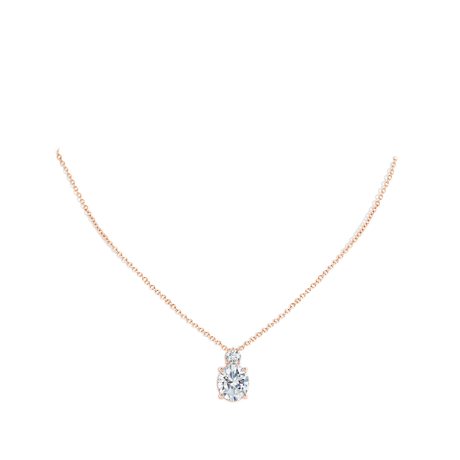 12x10mm FGVS Lab-Grown Oval Diamond Solitaire Pendant with Diamond Accent in Rose Gold pen