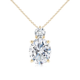 12x10mm FGVS Lab-Grown Oval Diamond Solitaire Pendant with Diamond Accent in Yellow Gold