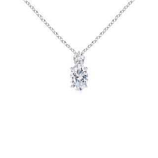 6x4mm FGVS Lab-Grown Oval Diamond Solitaire Pendant with Diamond Accent in S999 Silver