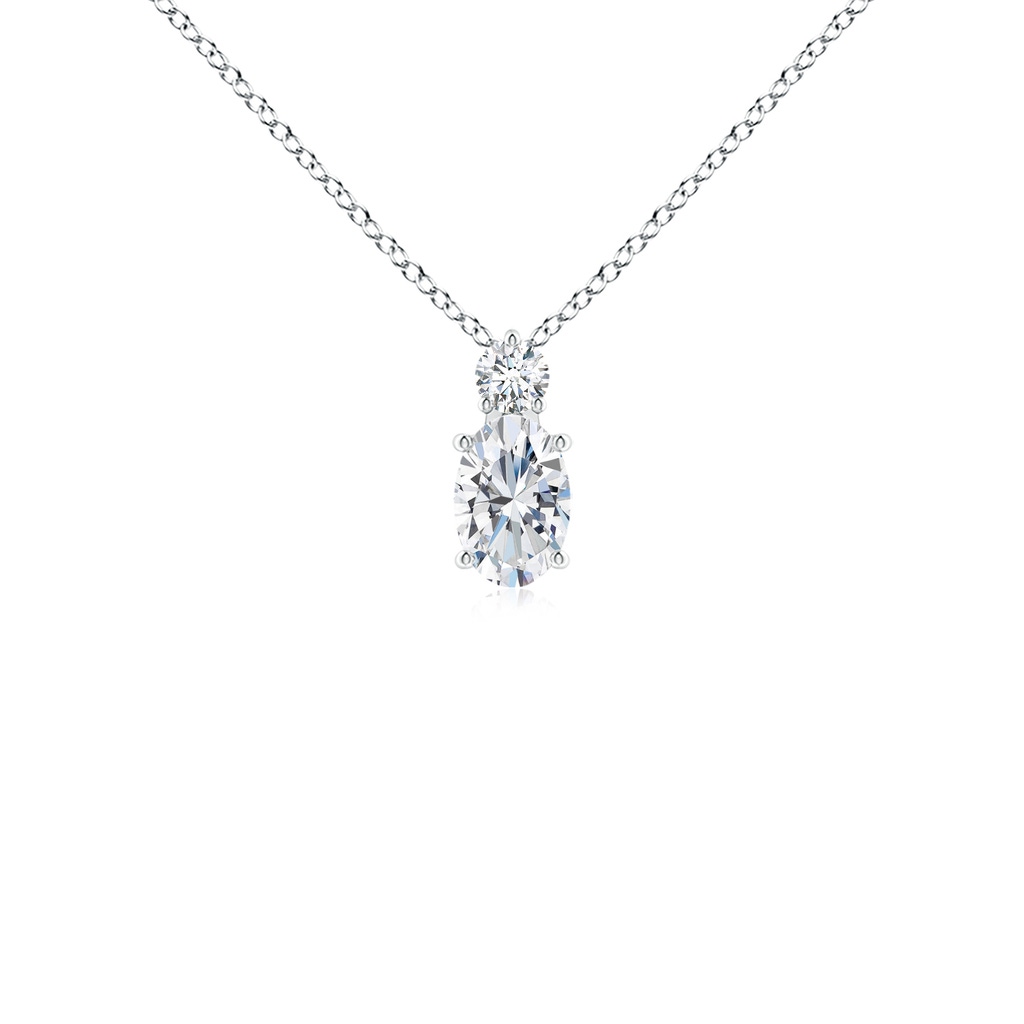 6x4mm FGVS Lab-Grown Oval Diamond Solitaire Pendant with Diamond Accent in White Gold