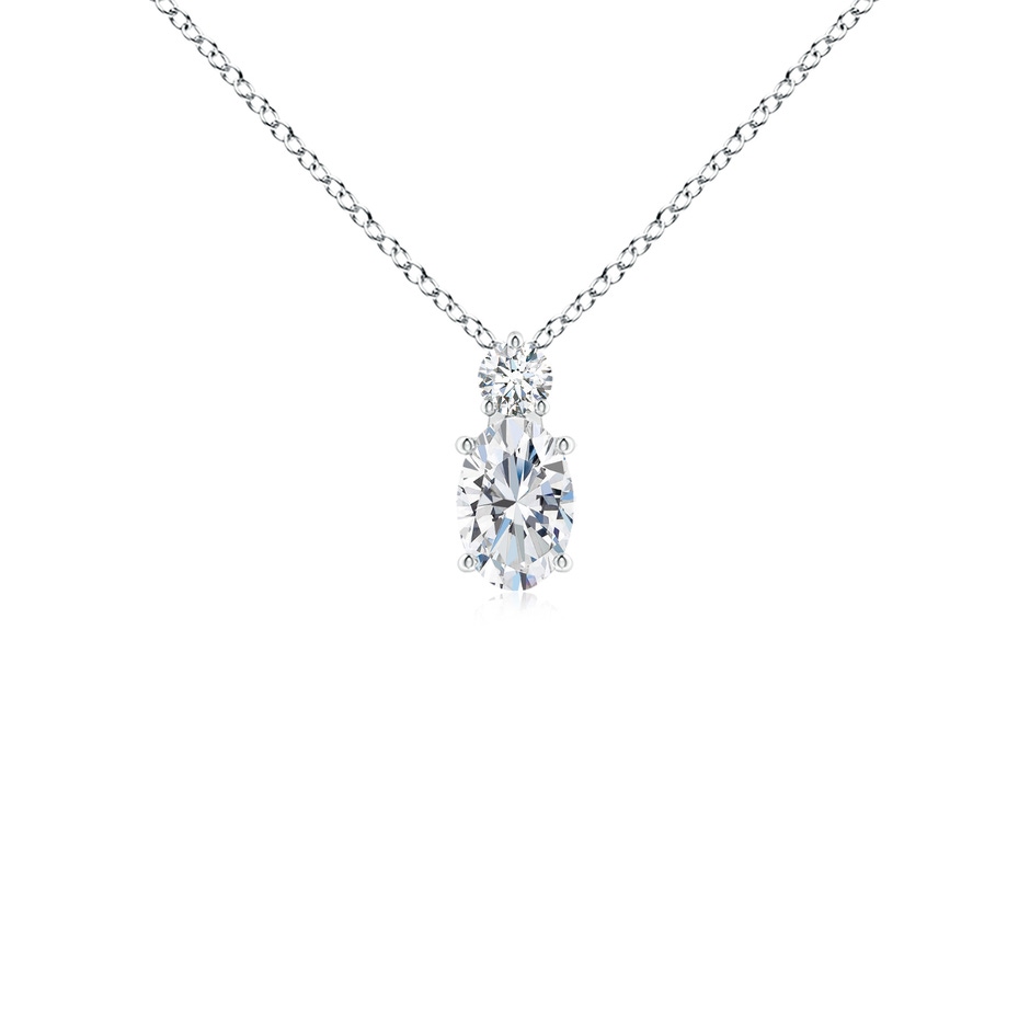 6x4mm FGVS Lab-Grown Oval Diamond Solitaire Pendant with Diamond Accent in White Gold 