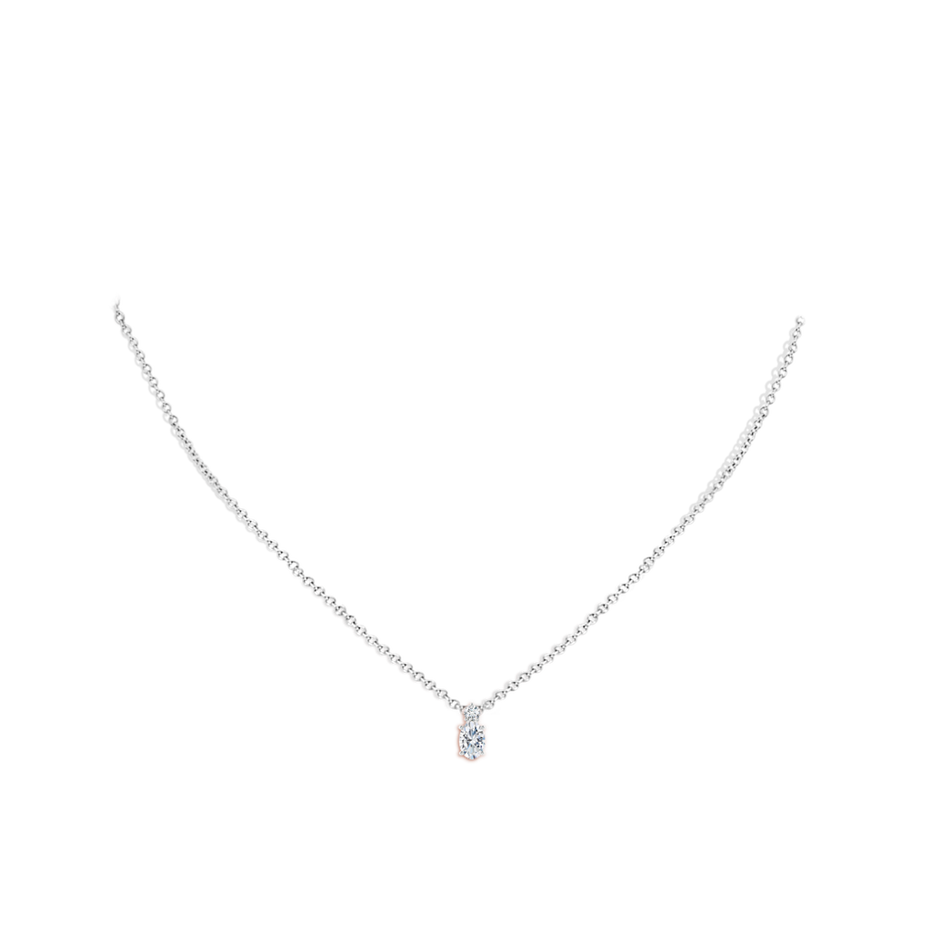 6x4mm FGVS Lab-Grown Oval Diamond Solitaire Pendant with Diamond Accent in White Gold pen