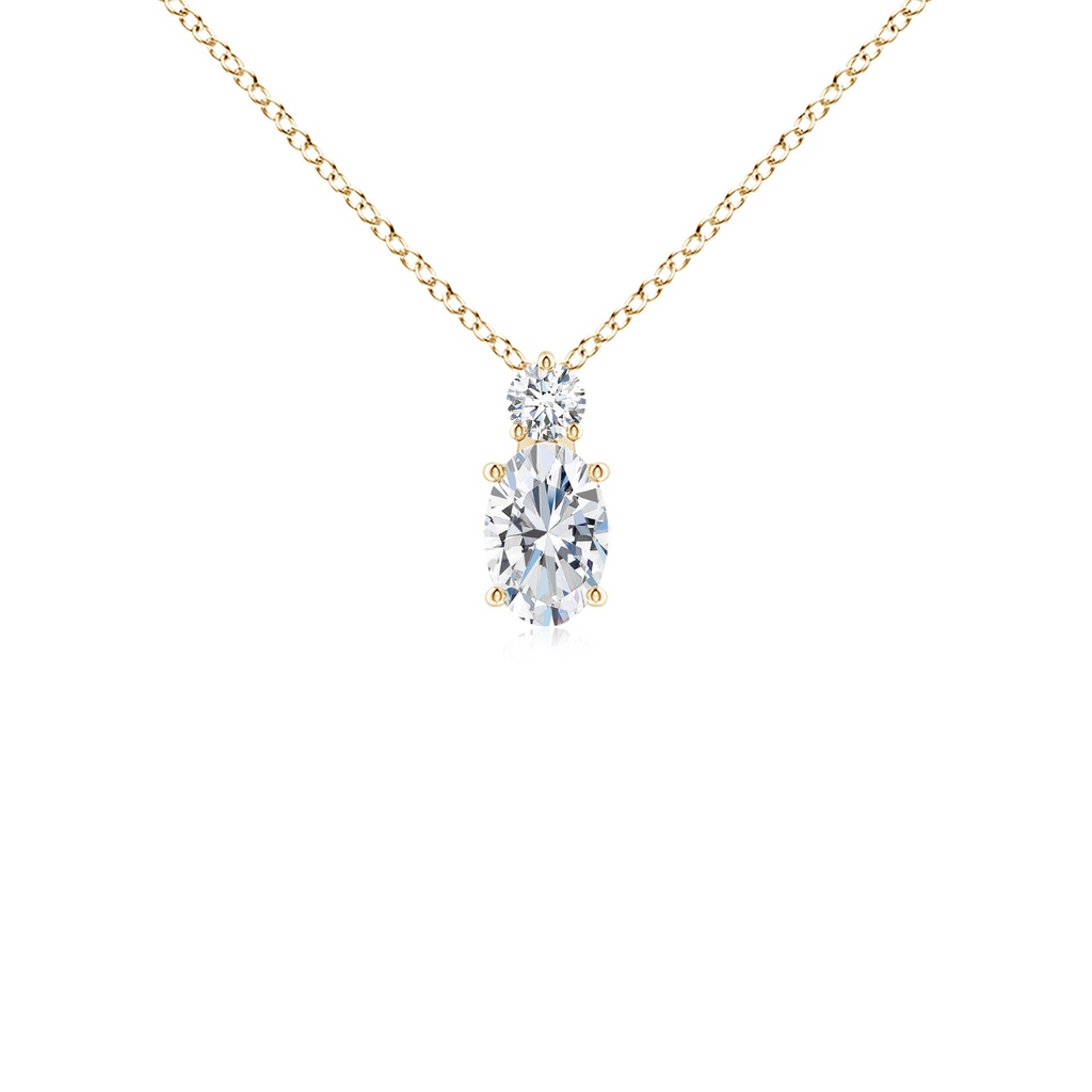 6x4mm FGVS Lab-Grown Oval Diamond Solitaire Pendant with Diamond Accent in Yellow Gold