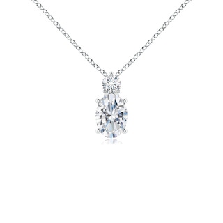 7x5mm FGVS Lab-Grown Oval Diamond Solitaire Pendant with Diamond Accent in S999 Silver