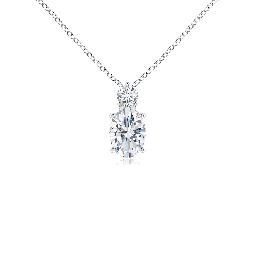 7x5mm FGVS Lab-Grown Oval Diamond Solitaire Pendant with Diamond Accent in White Gold