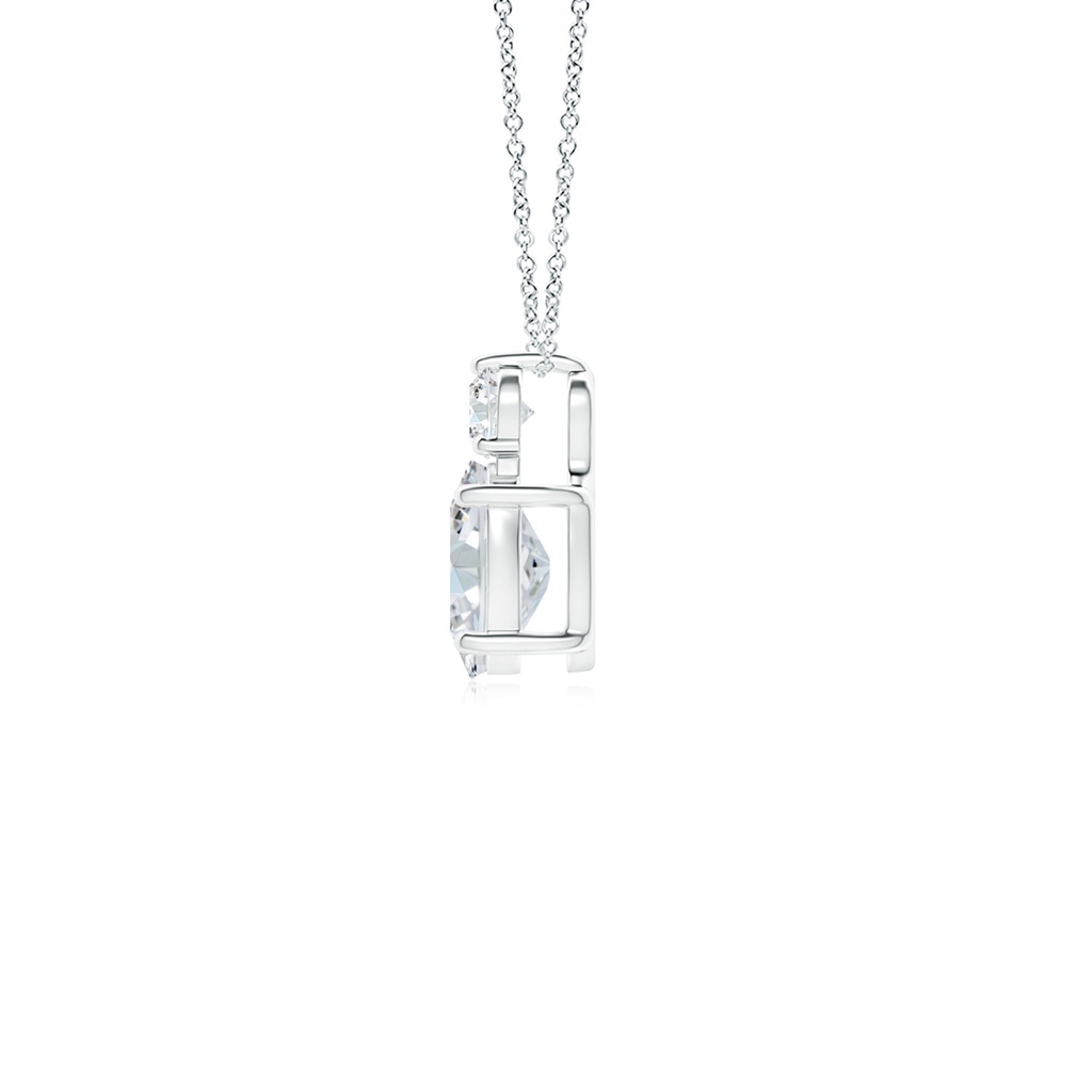 7x5mm FGVS Lab-Grown Oval Diamond Solitaire Pendant with Diamond Accent in White Gold - side 199
