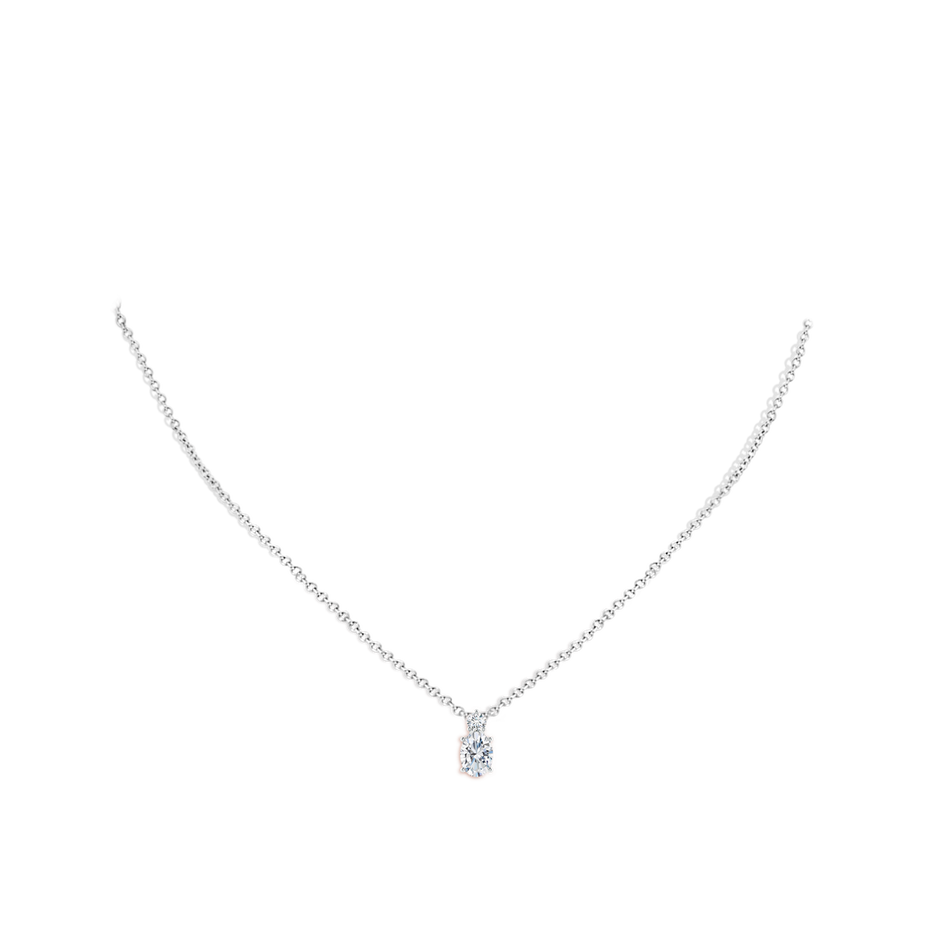 7x5mm FGVS Lab-Grown Oval Diamond Solitaire Pendant with Diamond Accent in White Gold pen