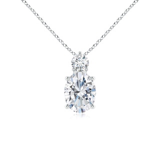 9x7mm FGVS Lab-Grown Oval Diamond Solitaire Pendant with Diamond Accent in 10K White Gold