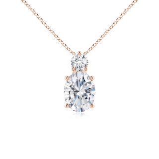 9x7mm FGVS Lab-Grown Oval Diamond Solitaire Pendant with Diamond Accent in Rose Gold