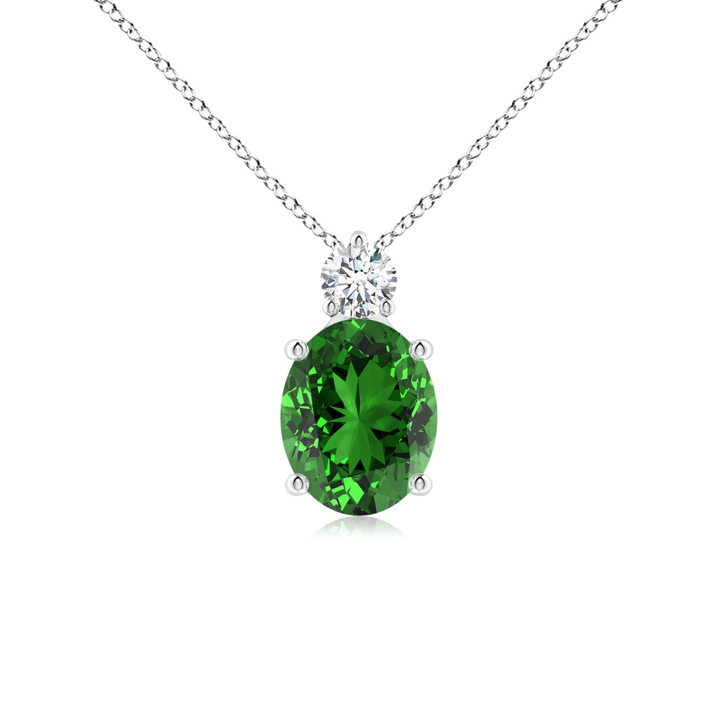 10x8mm Labgrown Lab-Grown Oval Emerald Solitaire Pendant with Diamond in P950 Platinum