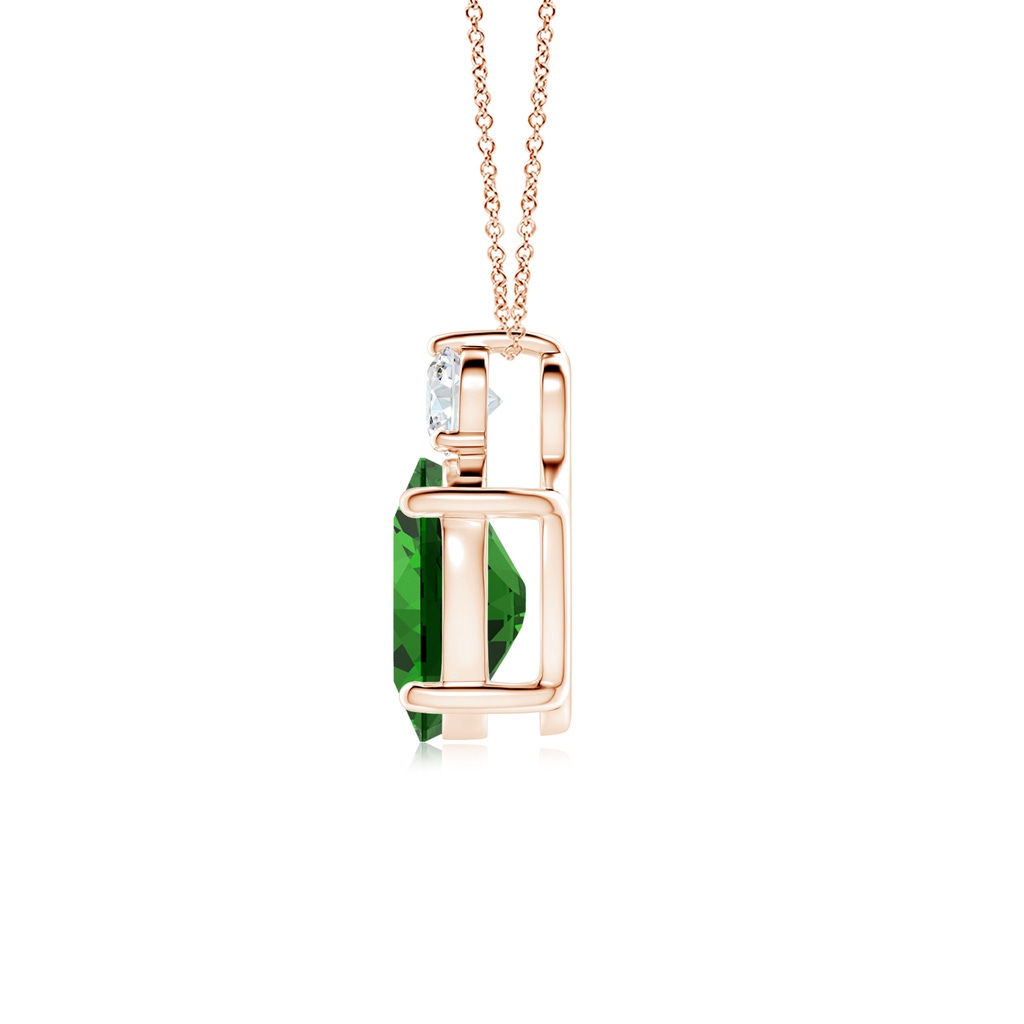 10x8mm Labgrown Lab-Grown Oval Emerald Solitaire Pendant with Diamond in Rose Gold - side 199